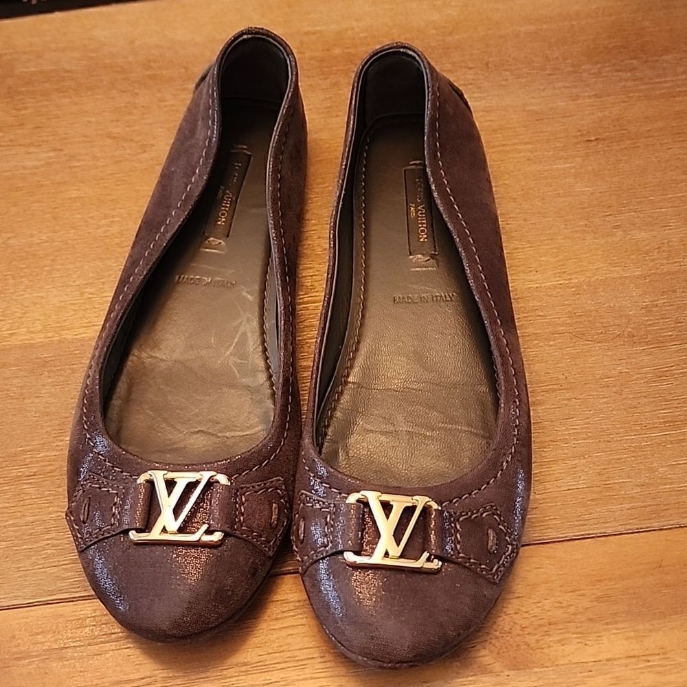 Authentic Louis Vuitton Brown Oxford Ballerina Flats Size 36